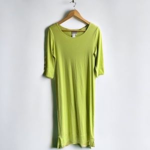 Coldwater Creek Neon Lime Green Basic Everyday Essential Sweater Midi Dress (MP)